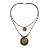 Necklace Retro Round Wood Geometric Handmade Leather Wax Wire Alloy Jewelry