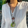 Necklace Retro Round Wood Geometric Handmade Leather Wax Wire Alloy Jewelry