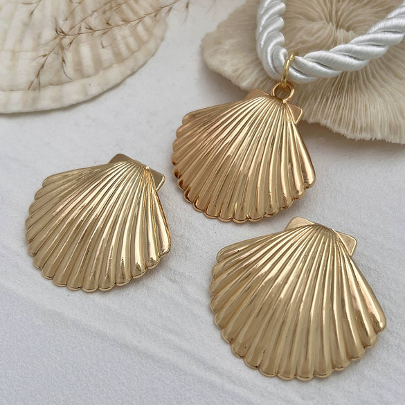 Necklace Ropealloy Geometric Pattern Electroplating Metal Fan Shell Pendant Women