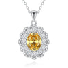 Necklace S925 Pure Silver High Carbon Diamond Aquamarine Marine Zircon Floral Cut Geometric Style For Women