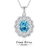 Necklace S925 Pure Silver High Carbon Diamond Aquamarine Marine Zircon Floral Cut Geometric Style For Women