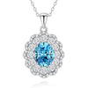 Necklace S925 Pure Silver High Carbon Diamond Aquamarine Marine Zircon Floral Cut Geometric Style For Women