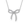 Necklace S925 Silver Bow Geometric Moissanite Set With Diamonds