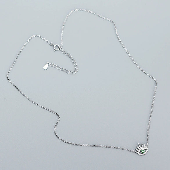 Necklace S925 Silver Cross Chain Geometric Long Eyelashes Devil's Eye Electroplated