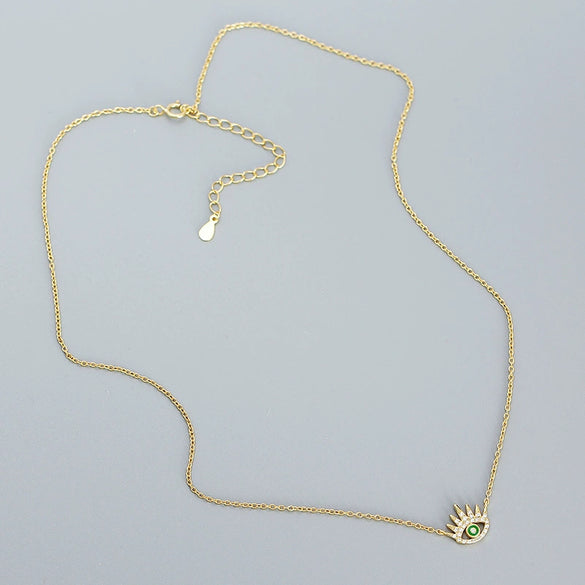 Necklace S925 Silver Cross Chain Geometric Long Eyelashes Devil's Eye Electroplated