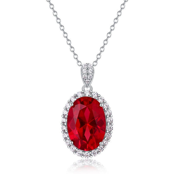 Necklace S925 Silver Geometric Cultivated Color Gem Pendant For Women