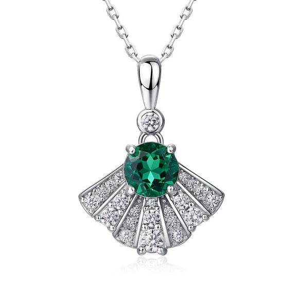 Necklace S925 Silver Geometric Diamond Cultivation Emerald Retro Clavicle Chain Women's