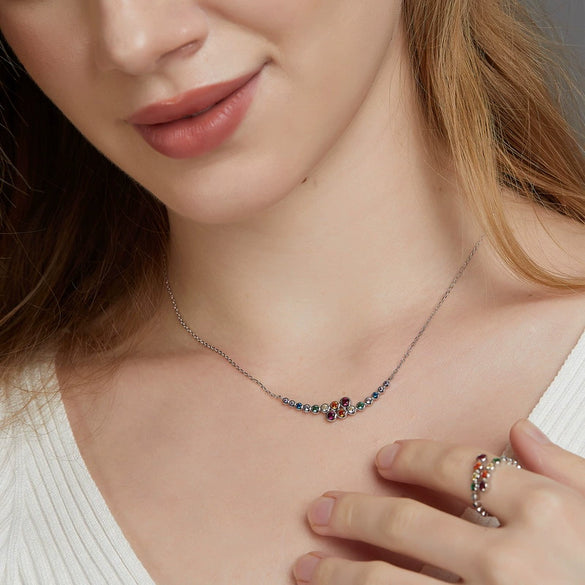 Necklace S925 Silver Geometric Diamond Design