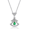 Necklace S925 Silver Geometric Fanshaped Cultivation Emerald Court Vintage Women's