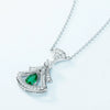 Necklace S925 Silver Geometric Fanshaped Cultivation Emerald Court Vintage Women's