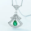 Necklace S925 Silver Geometric Fanshaped Cultivation Emerald Court Vintage Women's