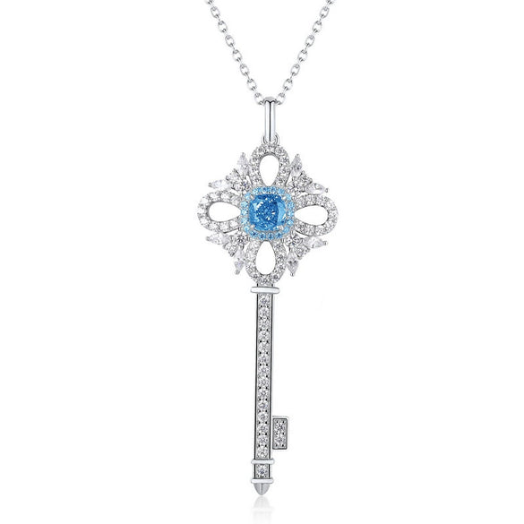 Necklace S925 Silver Geometric High Carbon Diamond Set With Precious Stones Pendant