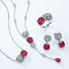 Necklace S925 Silver Inlaid Cultivated Ruby Geometric Flower Pattern Diamond Design Highend Women's