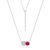 Necklace S925 Silver Inlaid Cultivated Ruby Geometric Flower Pattern Diamond Design Highend Women's