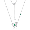 Necklace S925 Silver Inlay Cultivation Emerald Butterfly Geometric Elegant Vintage Style For Women