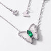 Necklace S925 Silver Inlay Cultivation Emerald Butterfly Geometric Elegant Vintage Style For Women
