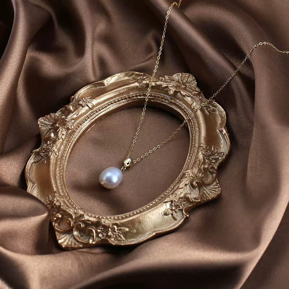Necklace S925 Sterling Silver Geometric Baroque Pearl Electroplating Women's