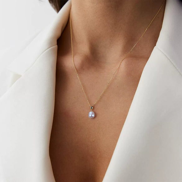 Necklace S925 Sterling Silver Geometric Baroque Pearl Electroplating Women's