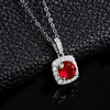 Necklace S925 Sterling Silver Geometric Square Shape Diamond Inlaid