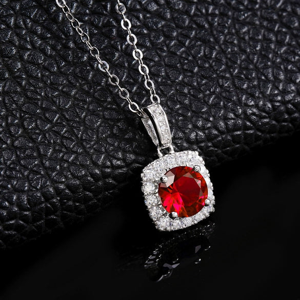 Necklace S925 Sterling Silver Geometric Square Shape Diamond Inlaid