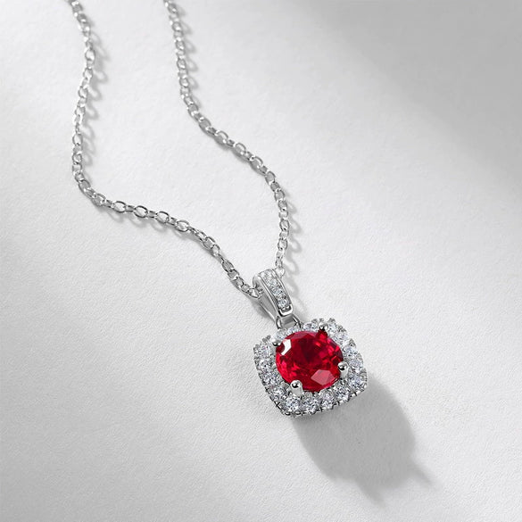 Necklace S925 Sterling Silver Geometric Square Shape Diamond Inlaid