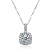 Necklace S925 Sterling Silver Geometric Square Shape Diamond Inlaid