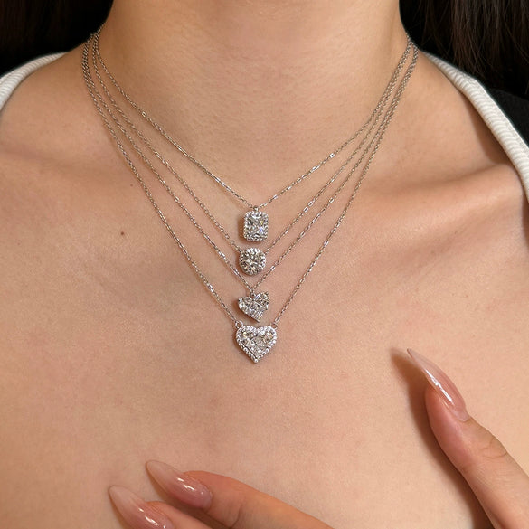 Necklace S925 Sterling Silver Light Luxury Geometric Cross Pendant Clavicle Chain For Women