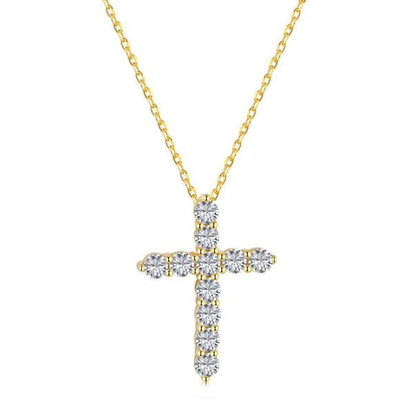 Necklace S925 Sterling Silver Light Luxury Geometric Cross Pendant Clavicle Chain For Women