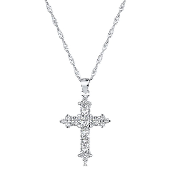Necklace S925 Sterling Silver Light Luxury Geometric Cross Pendant Clavicle Chain For Women
