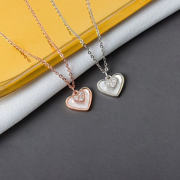 Necklace S925 Sterling Silver Love Cross Chain Mixed Gem Inlay Electroplating Design