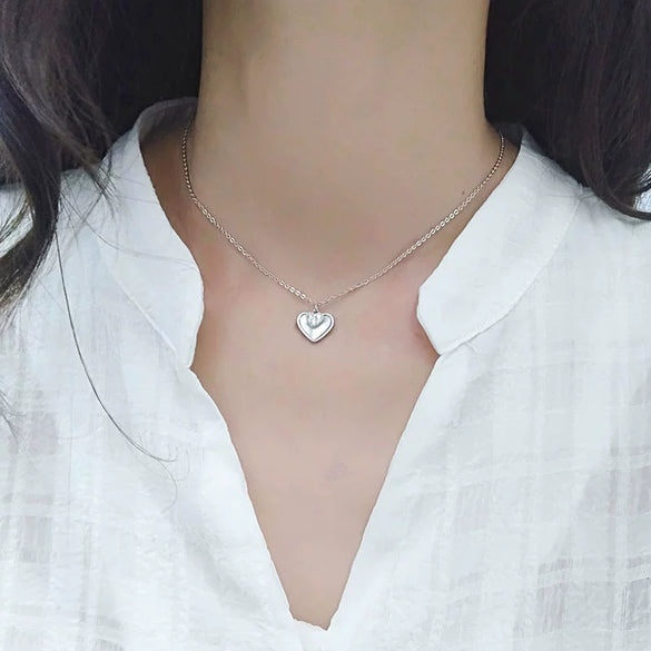 Necklace S925 Sterling Silver Love Cross Chain Mixed Gem Inlay Electroplating Design