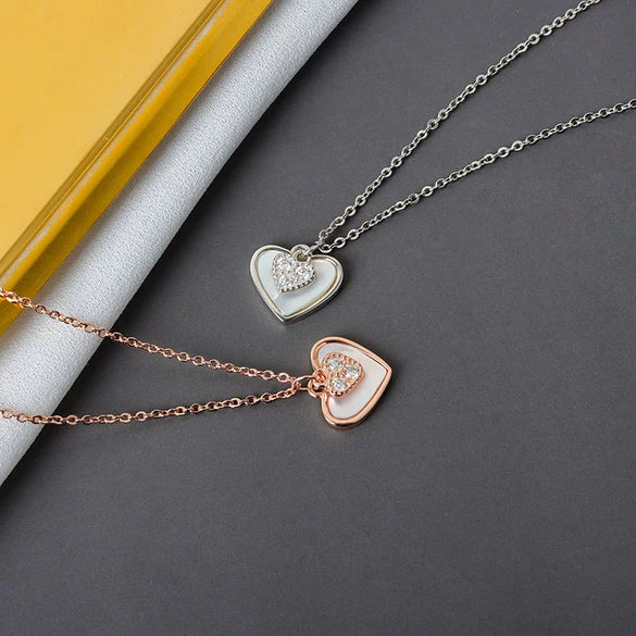 Necklace S925 Sterling Silver Love Cross Chain Mixed Gem Inlay Electroplating Design