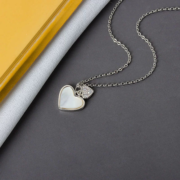 Necklace S925 Sterling Silver Love Cross Chain Mixed Gem Inlay Electroplating Design