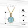 Necklace S925 Sterling Silver Natural Aquamarine 14K Gold Heart Shaped Geometric Cross Chain Electroplated Jewelry