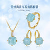 Necklace S925 Sterling Silver Natural Aquamarine 14K Gold Heart Shaped Geometric Cross Chain Electroplated Jewelry