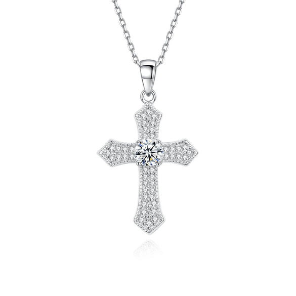 Necklace S925 Sterling Silver Retro Cross Heart Crow Pendant Jewelry Electroplating