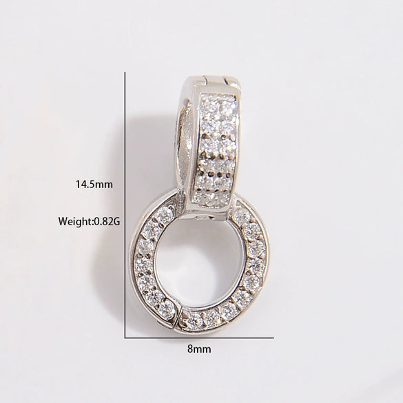 Necklace S925 Sterling Silver Round Zirconia Double Ring Pendant Buckle