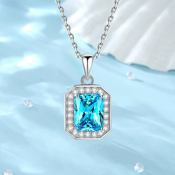 Necklace S925 Sterling Silver Yellow Diamond Floral Cutting Geometric Light Luxury Pendant