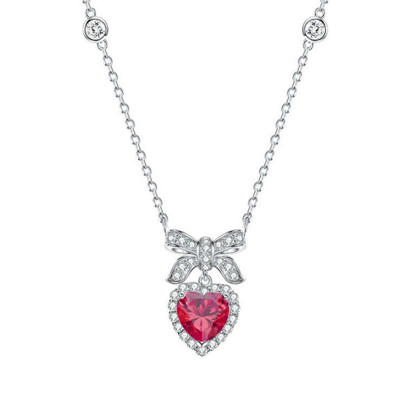 Necklace S925 Sterling Silver Zircon Heart Pendant For Female