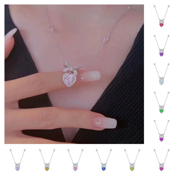 Necklace S925 Sterling Silver Zircon Heart Pendant For Female