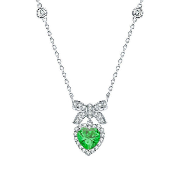 Necklace S925 Sterling Silver Zircon Heart Pendant For Female