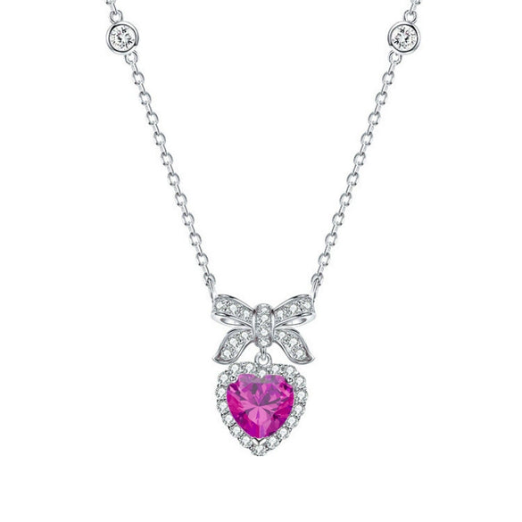 Necklace S925 Sterling Silver Zircon Heart Pendant For Female