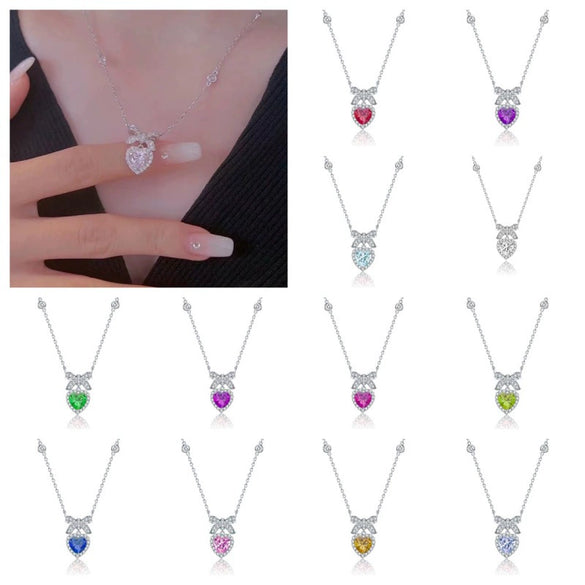 Necklace S925 Sterling Silver Zircon Heart Pendant For Female