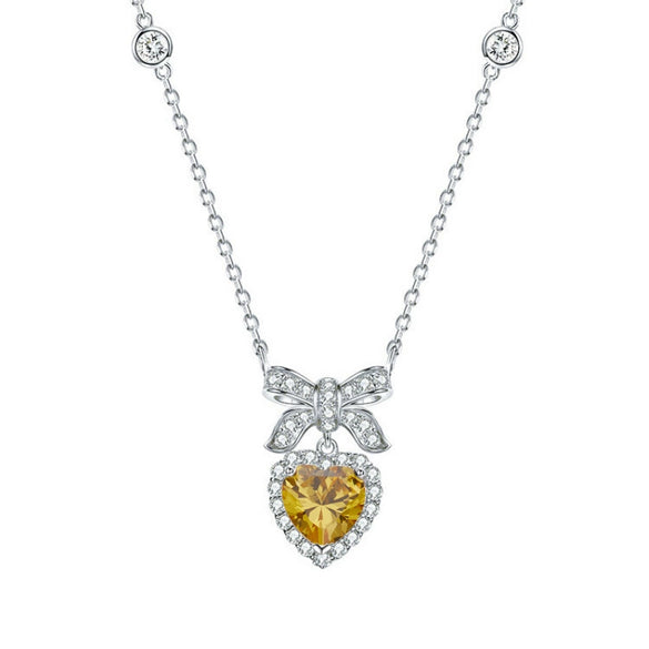 Necklace S925 Sterling Silver Zircon Heart Pendant For Female