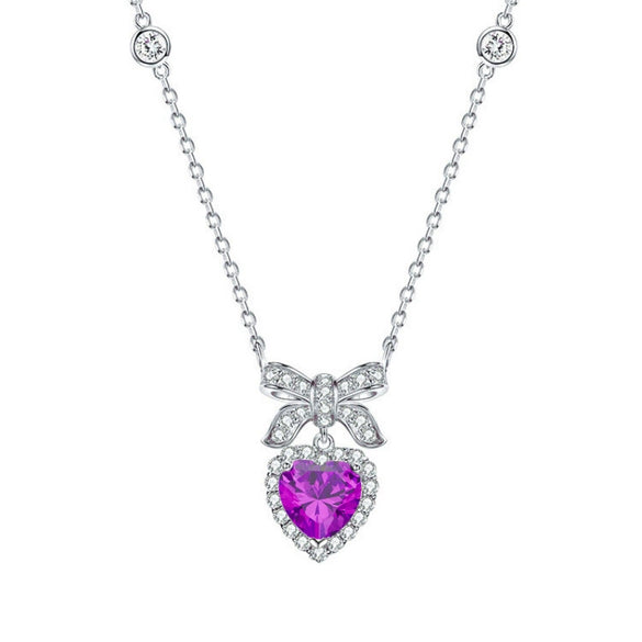 Necklace S925 Sterling Silver Zircon Heart Pendant For Female