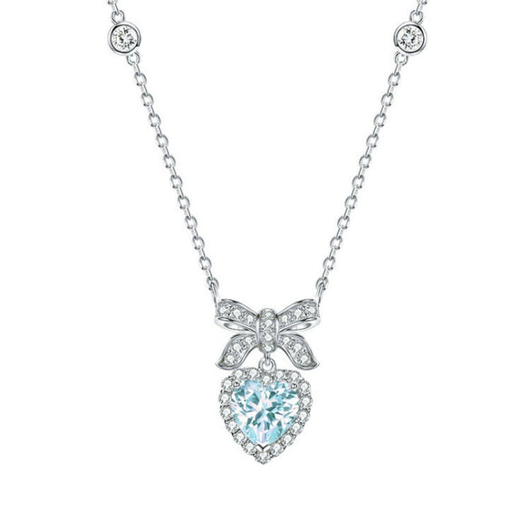 Necklace S925 Sterling Silver Zircon Heart Pendant For Female