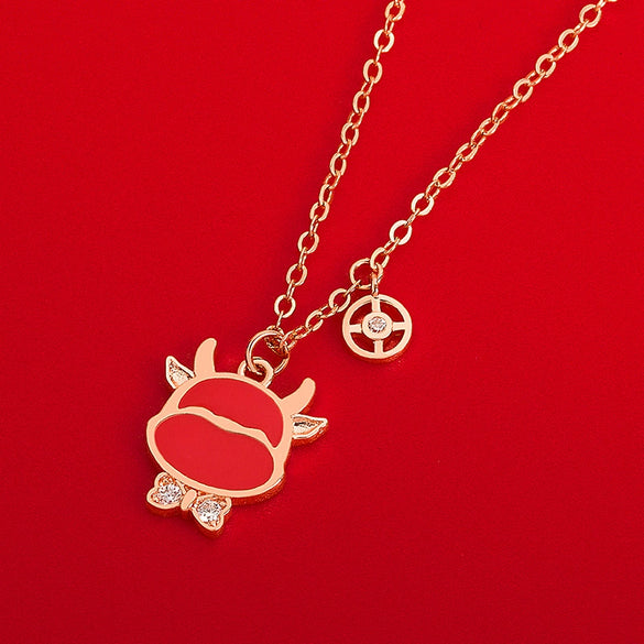 Necklace S925 Sterling Silver Zodiac Bull Pendant Electroplating Cross Chain Creative Accessories