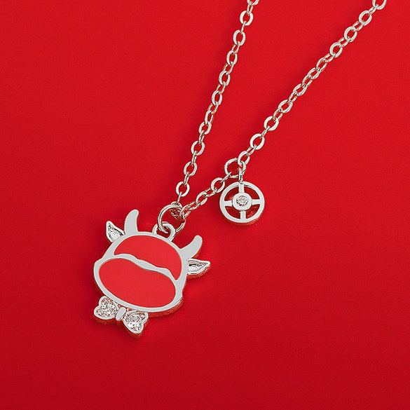 Necklace S925 Sterling Silver Zodiac Bull Pendant Electroplating Cross Chain Creative Accessories