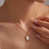 Necklace Sea Shells Square Pendant Titanium Steel 18K Gold Plated Geometric Allmatch Women's Jewelry