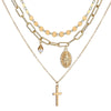 Necklace Set Alloy Metal Geometric Embossed Pendant Electroplating Snake Bone Chain Light Luxury Style Women's